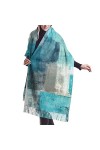 FJAUOQ Écharpe châle écharpe pour femme légère surdimensionnée chaude accessoires dhiver, Peinture dart abstrait gris turqu