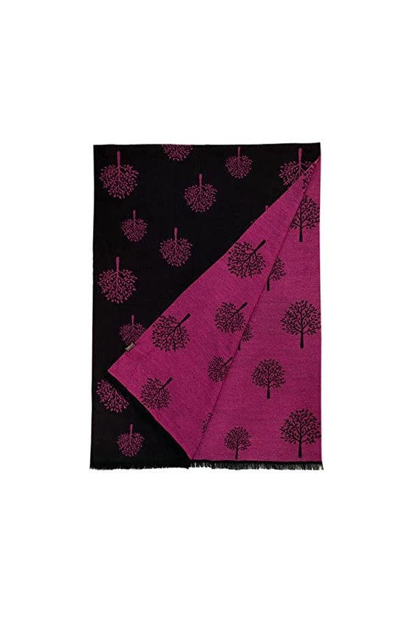GFM® châle texture cachemire très doux - Automne Hiver - Mûriers - Mbshl-klfsh-shawl Noir fuchsia