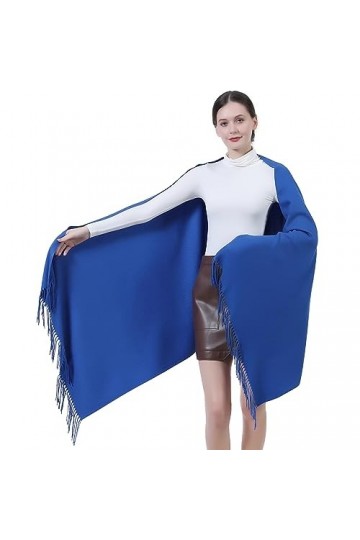 Écharpes et écharpes pashmina chaudes pour femmes, Silky Solid Soft Large Épais écharpes pour mariage, hiver, festival, bleu 