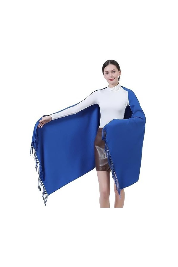Écharpes et écharpes pashmina chaudes pour femmes, Silky Solid Soft Large Épais écharpes pour mariage, hiver, festival, bleu 