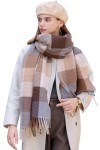 Longwu Femmes Doux Tartan Cachemire Laine Écharpe Chaud Grand Long Rides Pashminas Châle et Wrap Hiver Étole Couverture pour 