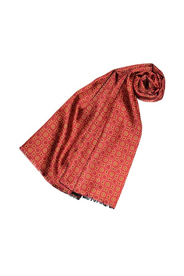 LORENZO CANA Pashmina Écharpe italienne 100 % soie 100 % laine 150 x 30 cm Cercles pois rouge rose doré 89142