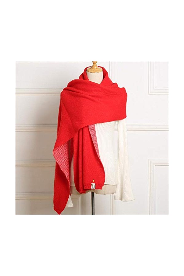 DMAI Solide Hiver écharpe tricoté Cachemire Femmes Pashmina Chaud Dame épais châle écharpe Automne Couverture châles, 5 Bleu 