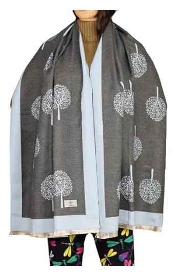 Écharpe dhiver pour femme, motif arbre de vie, châle pashmina réversible doux au toucher, écharpes, couverture, mûrier, gran