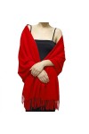 ehsbuy Châles et écharpes pashmina en cachemire pour mariage, soirée, grande écharpe pashmina douce pour femme, Rouge, L