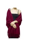 ehsbuy Châles et écharpes pashmina en cachemire pour mariage, soirée, grande écharpe pashmina douce pour femme, Rouge, L