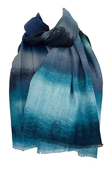 Purple Possum® Écharpe rayée pour femme Motif rayures colorées Grand format Pashmina Wrap, bleu, L