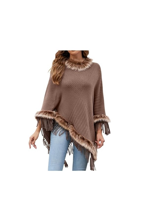 Ponchos pour femme en pashmina doux avec ourlet à franges pour lautomne et lhiver 2023, 6 Blanc, taille unique