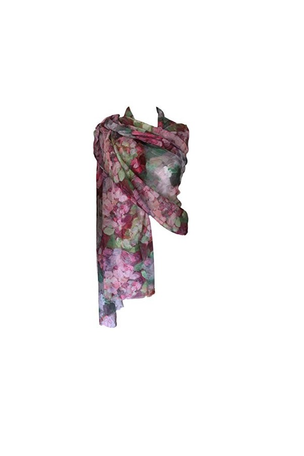 Purple Possum® Pashmina Châle imprimé floral abstrait pour femme Grandes fleurs, rose, L