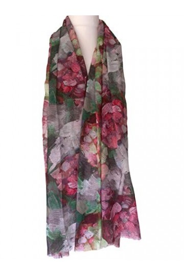 Purple Possum® Pashmina Châle imprimé floral abstrait pour femme Grandes fleurs, rose, L