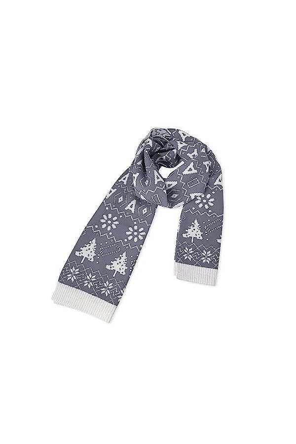 LumiSyne Hiver Écharpe Tricoté Femmes Echarpe Réversibles Thème Noël Fair Isle Lettre Flocon De Neige Pashmina Chaud Foulard 