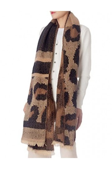 iB-iP Femme Couverture Surdimensionnée Grand Chaud Léopard Mode Châle Pashmina, Taille: Taille unique, Brown