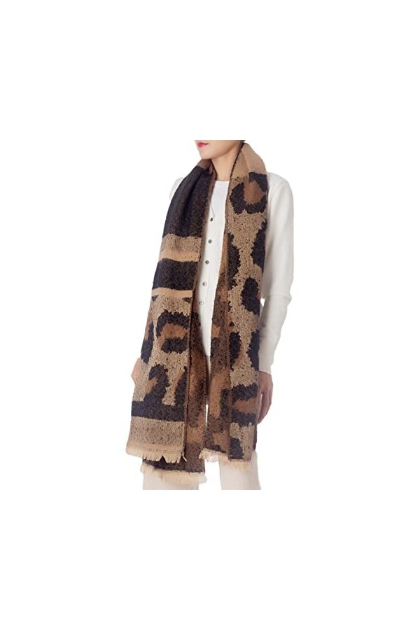 iB-iP Femme Couverture Surdimensionnée Grand Chaud Léopard Mode Châle Pashmina, Taille: Taille unique, Brown