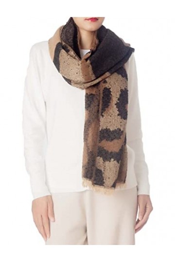 iB-iP Femme Couverture Surdimensionnée Grand Chaud Léopard Mode Châle Pashmina, Taille: Taille unique, Brown