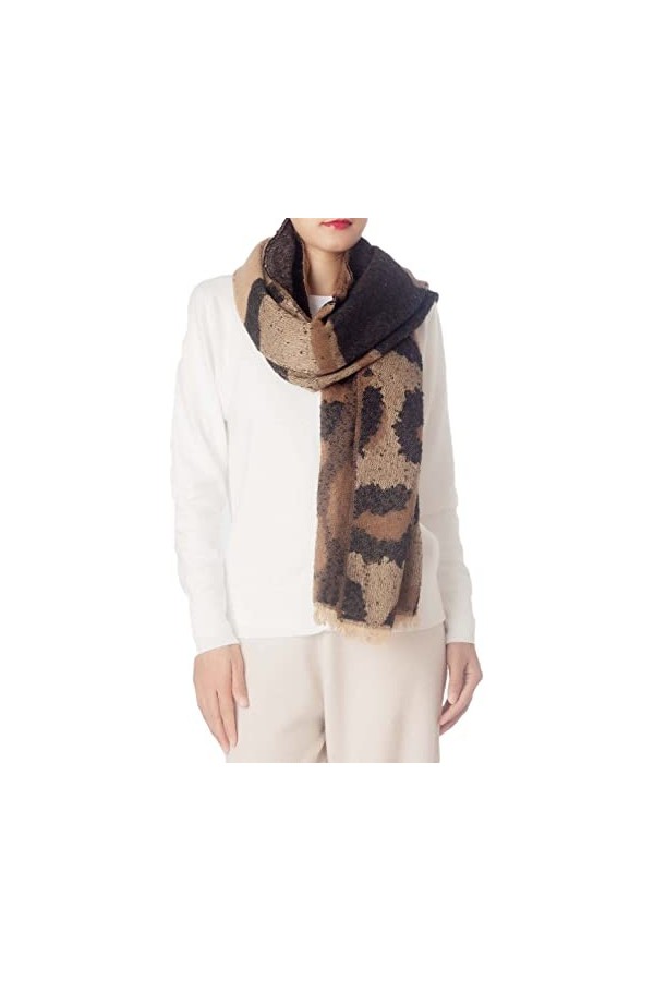 iB-iP Femme Couverture Surdimensionnée Grand Chaud Léopard Mode Châle Pashmina, Taille: Taille unique, Brown