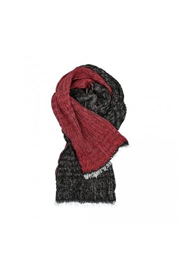 100ITALIA Écharpe unisexe Pashmina en coton jaquard effet froissé., cerise, Taille Unique