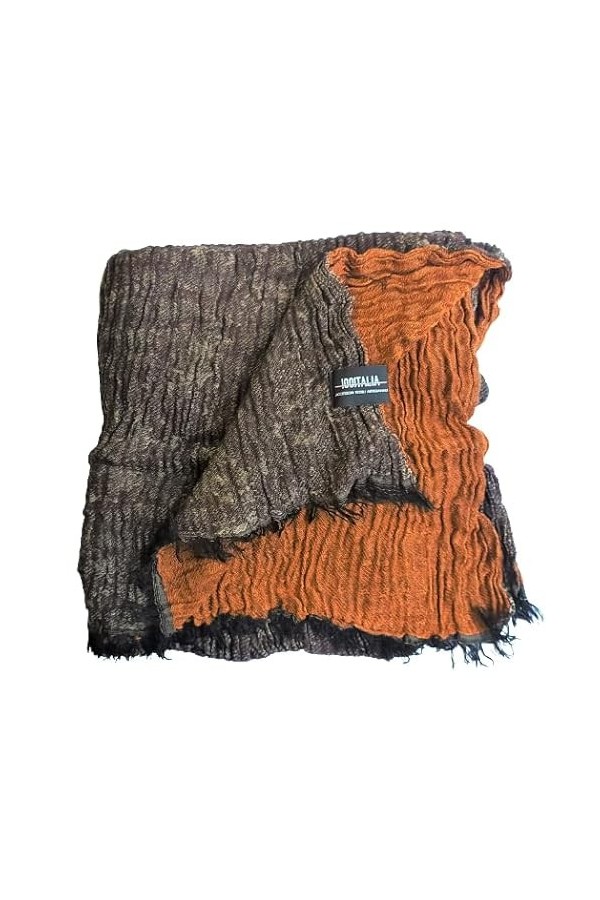 100ITALIA Écharpe unisexe Pashmina en coton jaquard effet froissé., cerise, Taille Unique