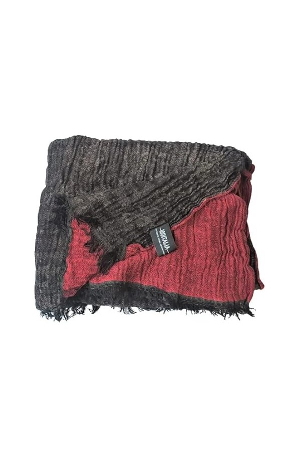 100ITALIA Écharpe unisexe Pashmina en coton jaquard effet froissé., cerise, Taille Unique