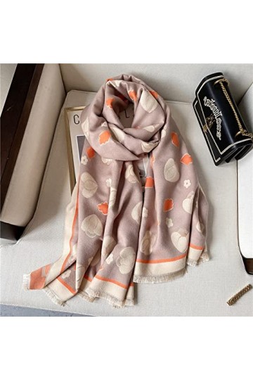 WYCSDD Écharpe à imprimé Floral pour Femmes Hiver Chaud Pashmina Hijab châles Couverture épaisse pour Femme, 02