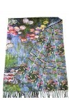 Écharpe en viscose double imprimé les nénuphars monet cadeau pour femme, anniversaire, Noël, art, mode, foulard Pashmina