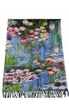 Écharpe en viscose double imprimé les nénuphars monet cadeau pour femme, anniversaire, Noël, art, mode, foulard Pashmina
