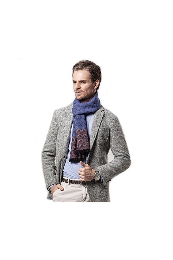 Brillabenny Écharpe Pashmina Homme Femme Garçon Laine Cashere Hiver Noël Luxe Scarf Bleu, 1, 180 CM x 30 CM