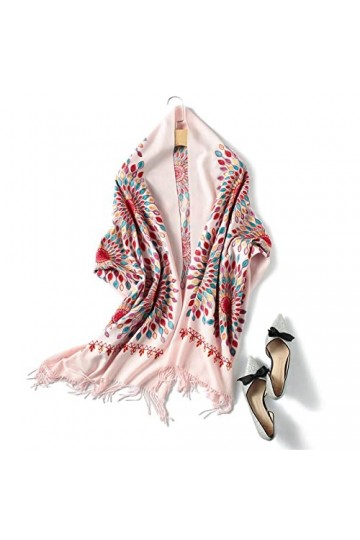 WYCSDD Épais Solide Femmes Cachemire Écharpe Pashmina Châles Conception Broderie Dame Couverture Chaude Femme Wraps Mode Hive