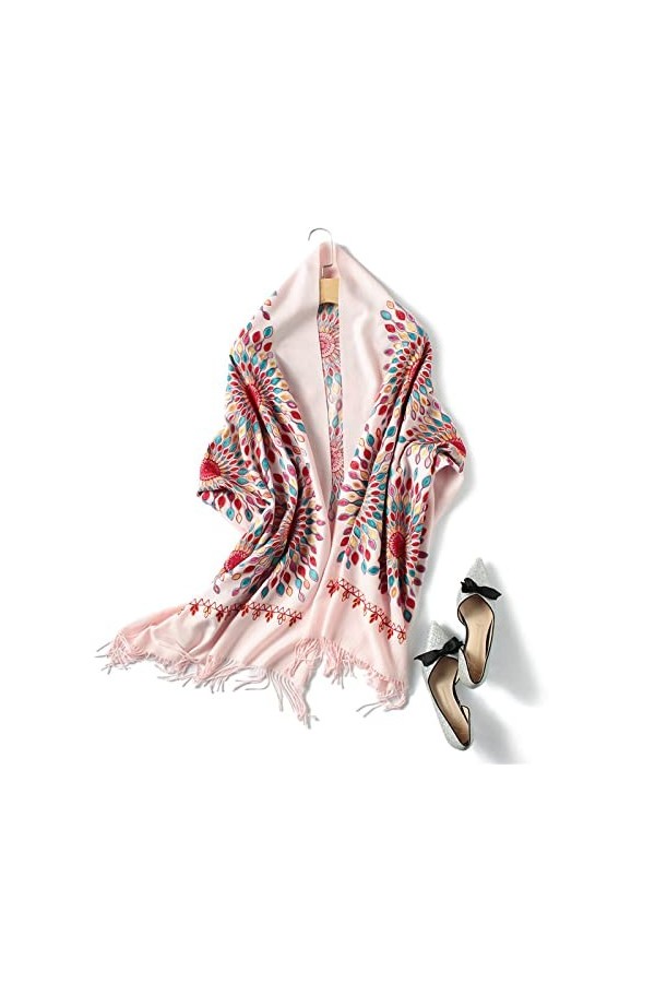 WYCSDD Épais Solide Femmes Cachemire Écharpe Pashmina Châles Conception Broderie Dame Couverture Chaude Femme Wraps Mode Hive