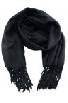 Accessoire Top Tendance Pashmina Châle Echarpe Etole Femme Soyeux et Doux Couleur Unie 198cm x 90cm +20 Couleurs Noir 