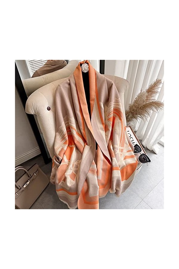 WYCSDD Écharpe en Cachemire dhiver Chaud Femmes Nouveaux Châles Épais Wraps Lady Design Imprimer Mode Glands Pashmina Couver