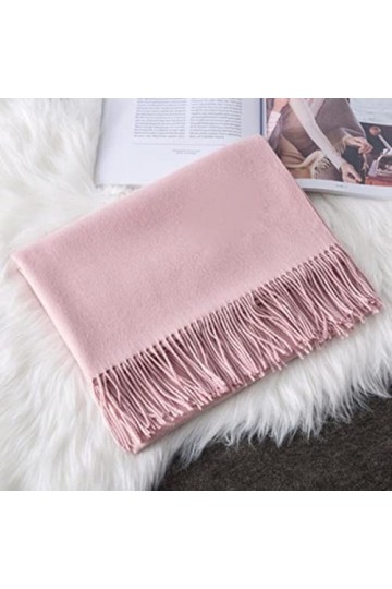 Mode couleur unie femmes écharpe hiver Hijabs glands longue dame châles cachemire comme Pashmina Bandana foulards Wraps-04, t