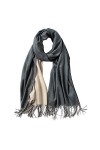 Rojeam Super Doux Pashmina Double Couleur Pashmina Tassel Châle Wrap Hiver Écharpe Larges et Plus Longues Foulards De Noël Ca