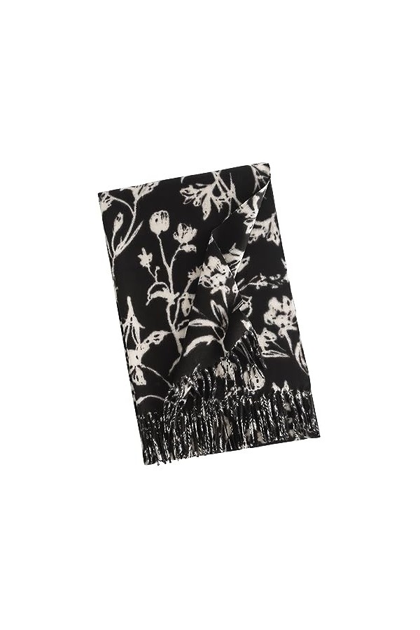 LumiSyne Hiver Écharpe Châle En Cachemire Pour Femmes Motif De Fleur à lEncre Écharpe Pashmina Avec Gland Écharpe Longue Dou
