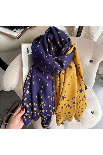 WYCSDD Nouveau Cachemire Écharpe Hijab Femmes Imprimer Pashmina Chaud Hiver Épais Châle Wrap Couverture,04