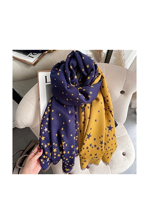 WYCSDD Nouveau Cachemire Écharpe Hijab Femmes Imprimer Pashmina Chaud Hiver Épais Châle Wrap Couverture,04