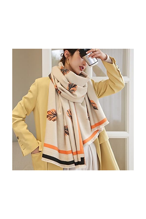 WYCSDD Femmes Hiver Chaud Pashmina Écharpe Épaisse Impression Couverture Châle Wrap Hijab Foulard Poncho, 02