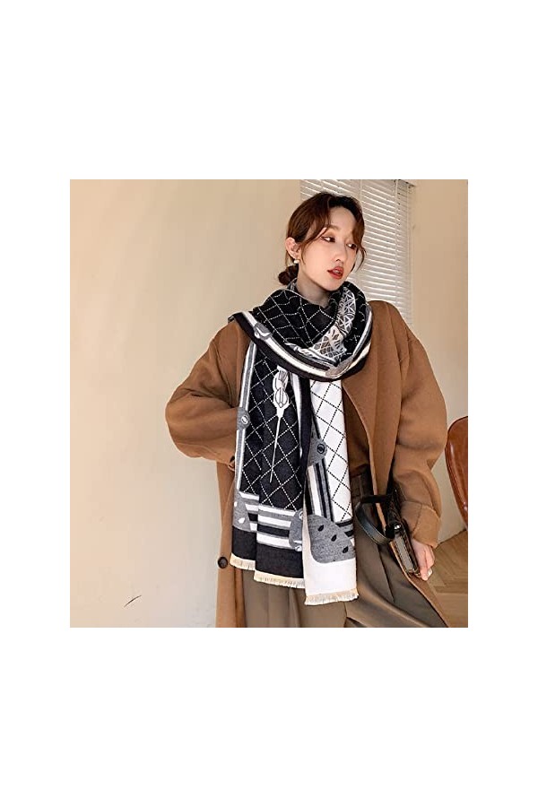 WYCSDD Écharpe dhiver en Cachemire Femmes Châles Épais Pashmina Foulard Femme Couverture Chaude Wraps pour Lady Design Print