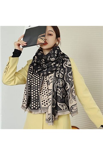 WYCSDD Hiver Cachemire Écharpe Femmes Conception Chaud Pashmina Couverture Lettre Foulards Femme Châle Wraps Épais Foulard, 0