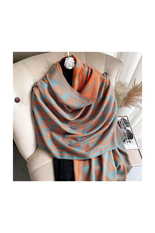 WYCSDD Écharpe en Cachemire épais et Chaud pour Femmes, Impression de Couverture à Double Face, châle et enveloppes Tessel Pa