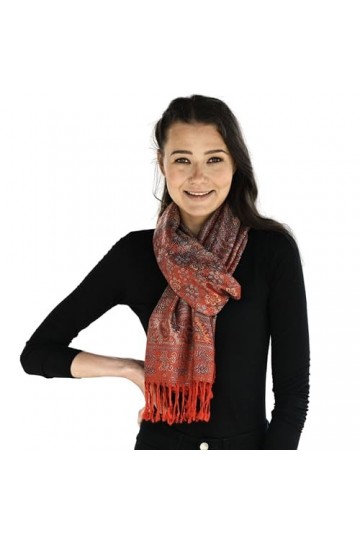 NELUHA Écharpe pashmina rouge à motifs cachemire pour homme et femme 185 cm x 70 cm, 4. Rouge, 200x100cm