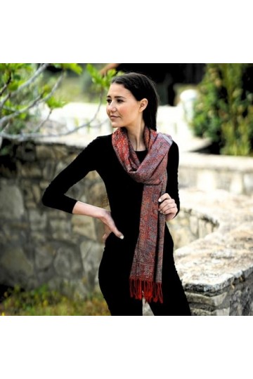 NELUHA Écharpe pashmina rouge à motifs cachemire pour homme et femme 185 cm x 70 cm, 4. Rouge, 200x100cm