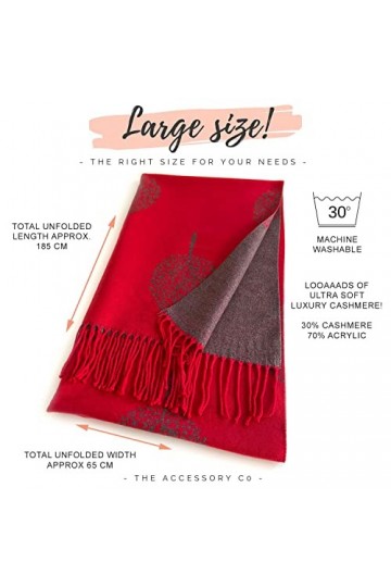 The Accessory Co Écharpe pour femme Motif arbre de vie, Cachemire : rouge, L