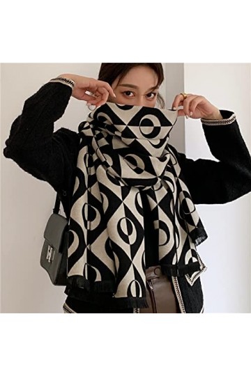 WYCSDD Écharpe en Cachemire épais Châle Femmes Imprimer Pashmina Hijab Wraps Femme Designer 180 * 65Cm Foulard, 01