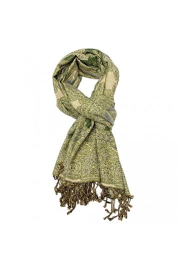 Purple Possum® Écharpe pashmina verte surdimensionnée à motif floral pour mariage, bal de fin dannée, Vert, L