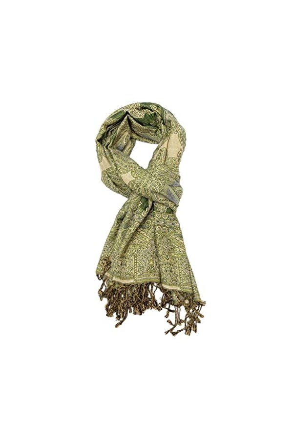 Purple Possum® Écharpe pashmina verte surdimensionnée à motif floral pour mariage, bal de fin dannée, Vert, L