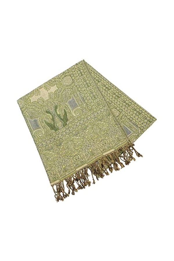 Purple Possum® Écharpe pashmina verte surdimensionnée à motif floral pour mariage, bal de fin dannée, Vert, L