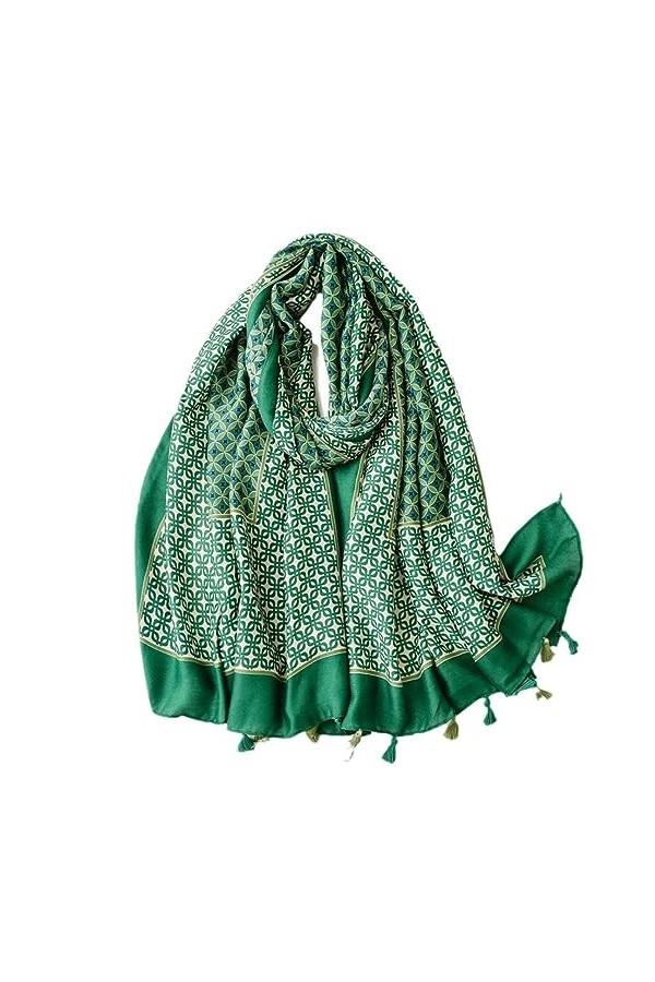 Automne Mode Bohême Géométrique Gland Viscose Châle Écharpe Dame Pashmina Étole Musulman Hijab