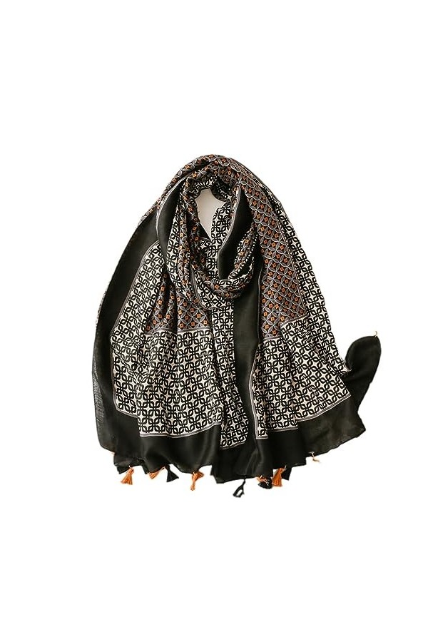 Automne Mode Bohême Géométrique Gland Viscose Châle Écharpe Dame Pashmina Étole Musulman Hijab