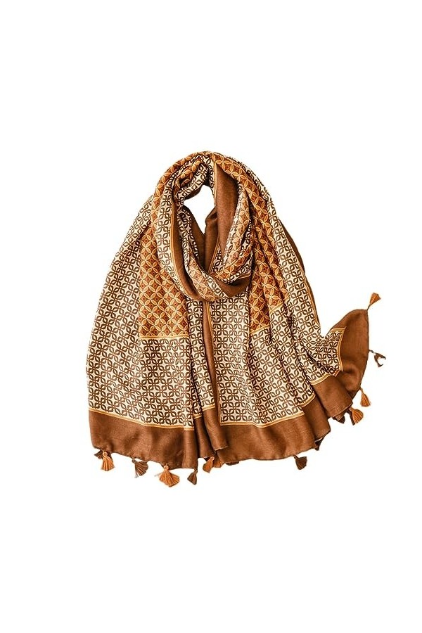 Automne Mode Bohême Géométrique Gland Viscose Châle Écharpe Dame Pashmina Étole Musulman Hijab