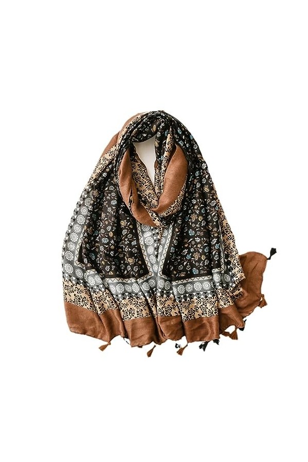 Mode Polka Floral Chaîne Gland Viscose Châle Écharpe Lady Wrap Pashmina Étole Musulman Hijab